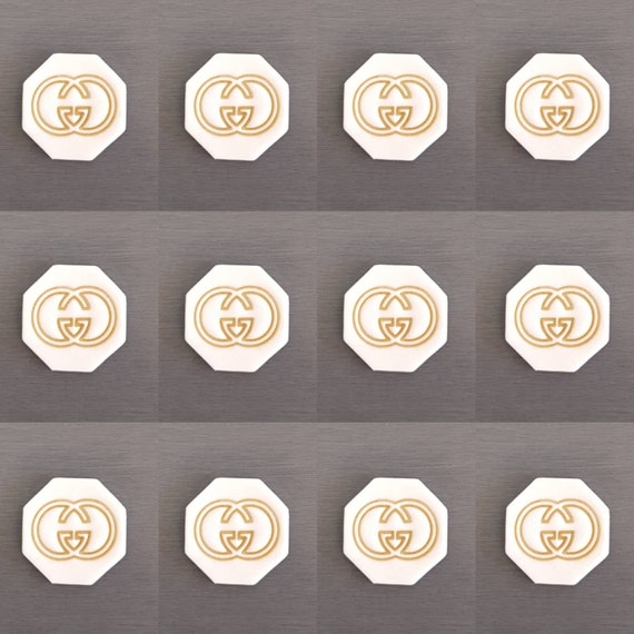 12 X White Gold Gucci Cupcake Toppers Cake Decorations Etsy