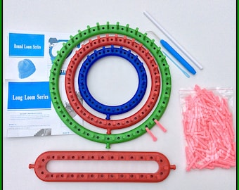 KnitUK Knitting Looms Assortment Set of 4. Pink extra pegs included