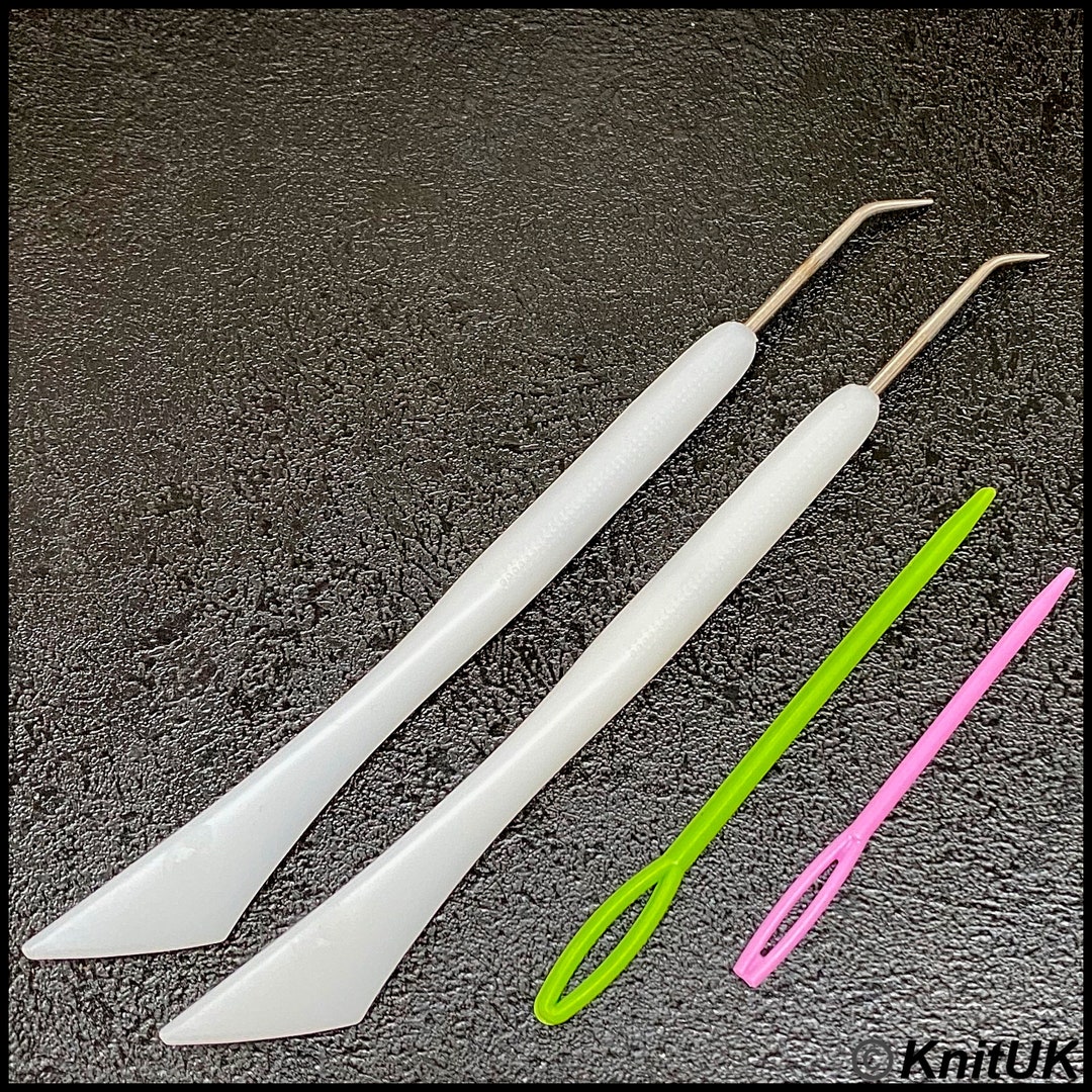 Knitting Loom Hook Set of 2 Long Handle Hooks. White knituk Etsy