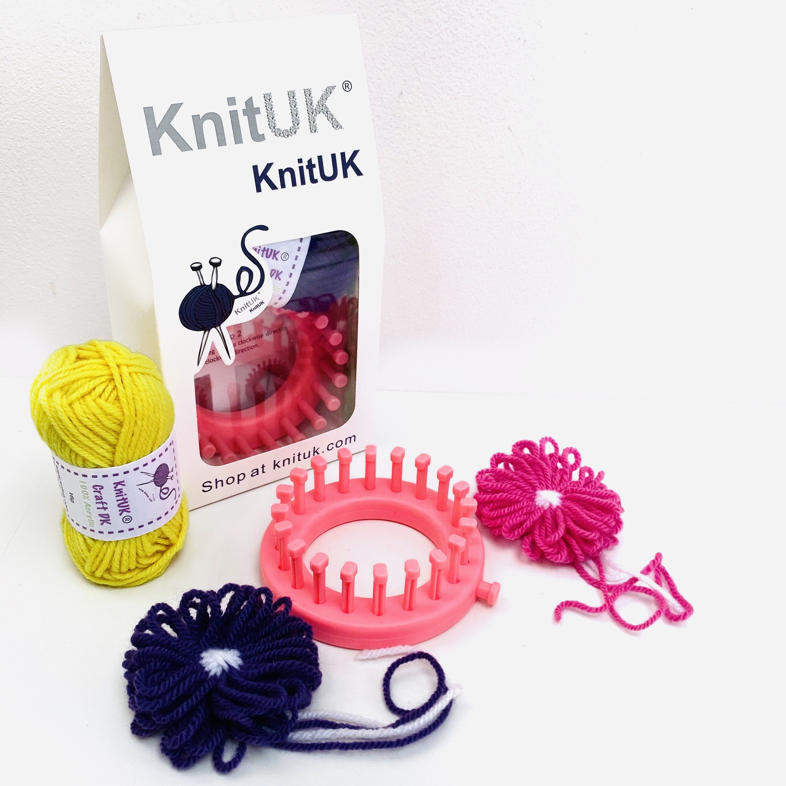 Knituk Knitting Looms Assortment Set of 4. Pink Extra Pegs Included 