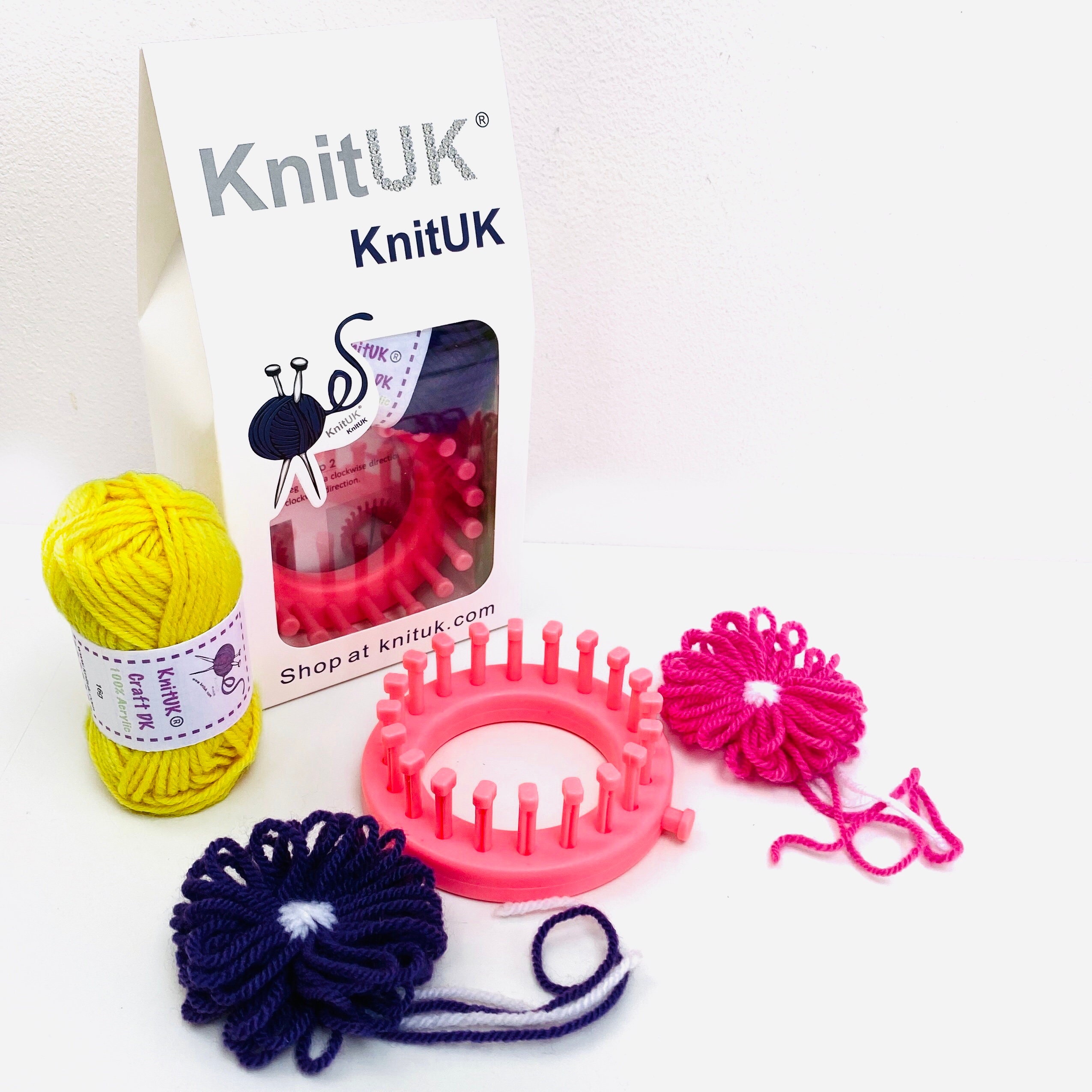 Knituk Knitting Looms Assortment Set of 4. Pink Extra Pegs Included 