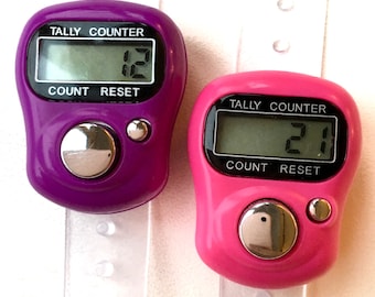 Digital Knitting Row-counter: LCD Tally Counter. 2 Pack (Pink & Purple)