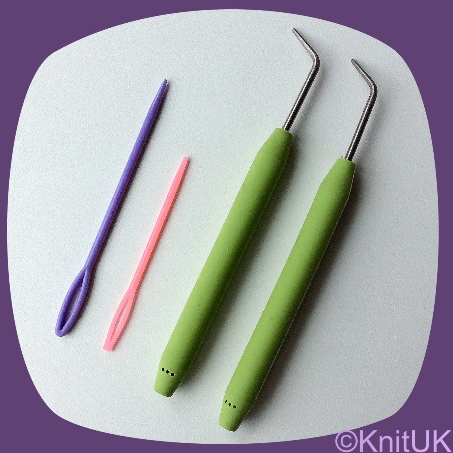 Knitting Loom Hook Set of 2 SoftGrip Hooks 2 Wool Needles Etsy