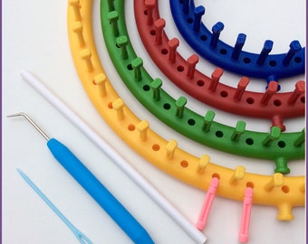 KnitUK Round Knitting Loom Set of 4. Extra-pegs included