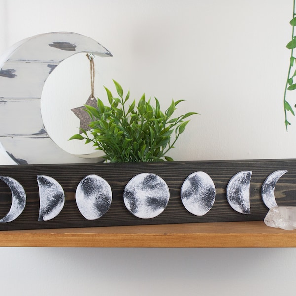 Phases of the Moon - Wood Wall Decor - Bohemian Decor - Handmade Decor - Wall Art - Moon Sign - Rustic Decor