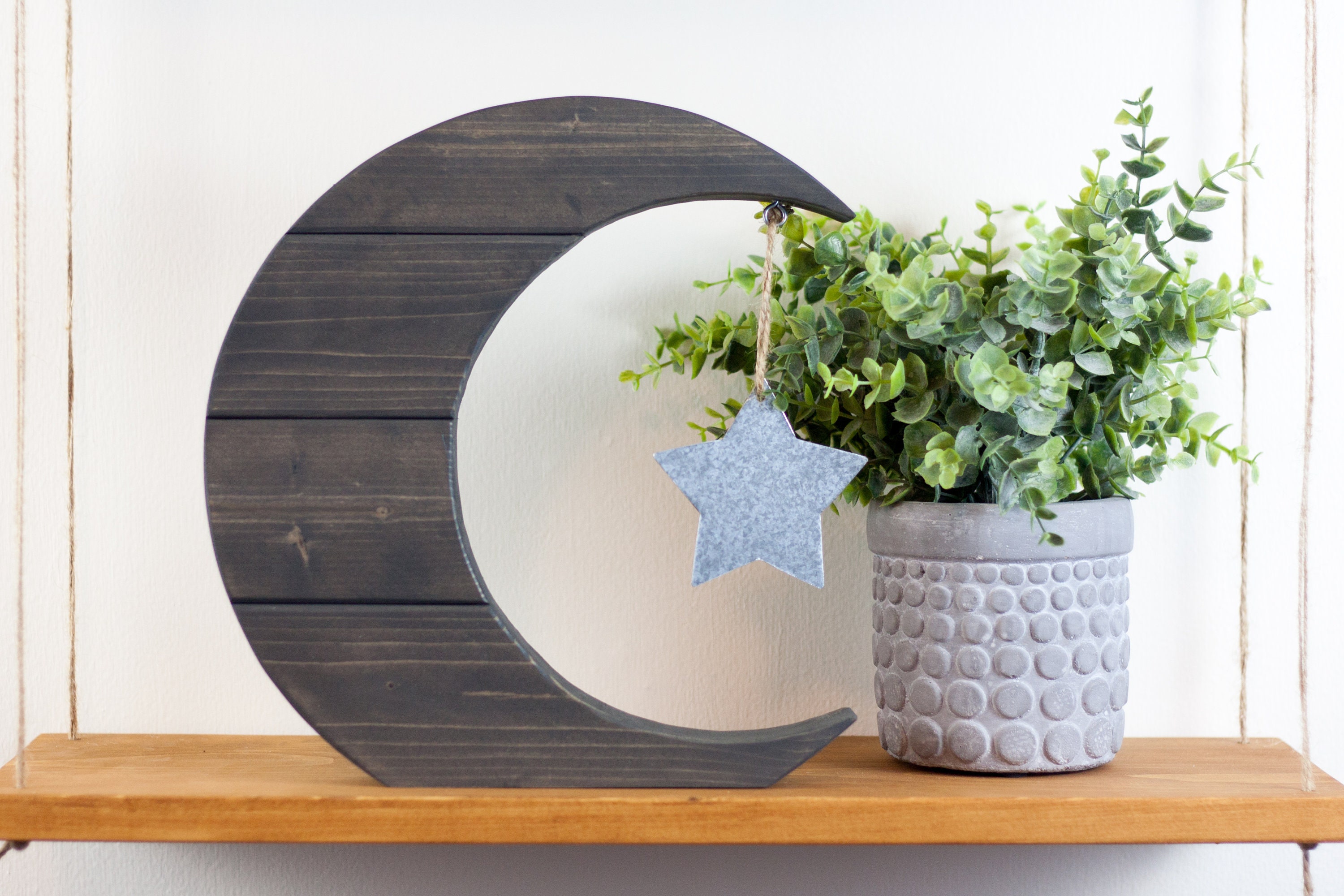 Large Stained Moon and Star Wood Decor Boho Decor Etsy New Zealand