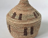 Decor wicker box for jewelry and storage, Strong woven palm leaves basket with lid, Vintage decor, Rustic stash basket, Gift box, Egyptian