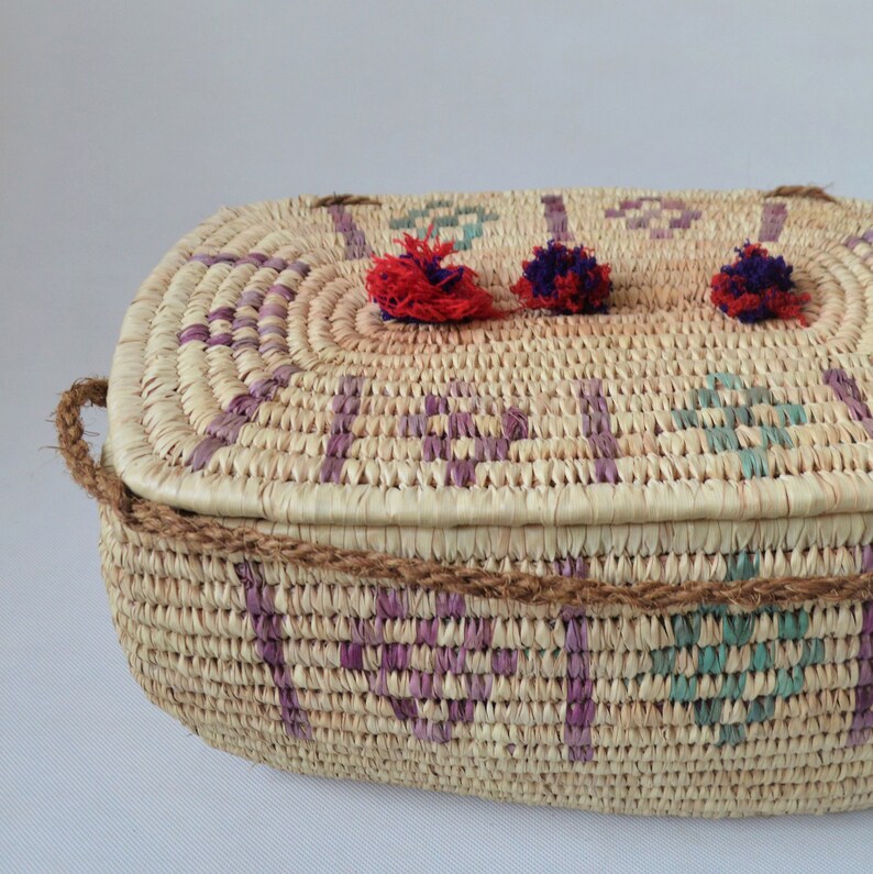 Large woven palm leaf basket Decorative basket with lid Etsy