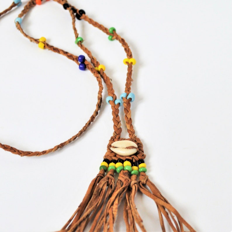 Country girl outfit Seashell braided Leather African Hawai cowrie necklace Beach beaded necklace Surfer necklace Girl necklace