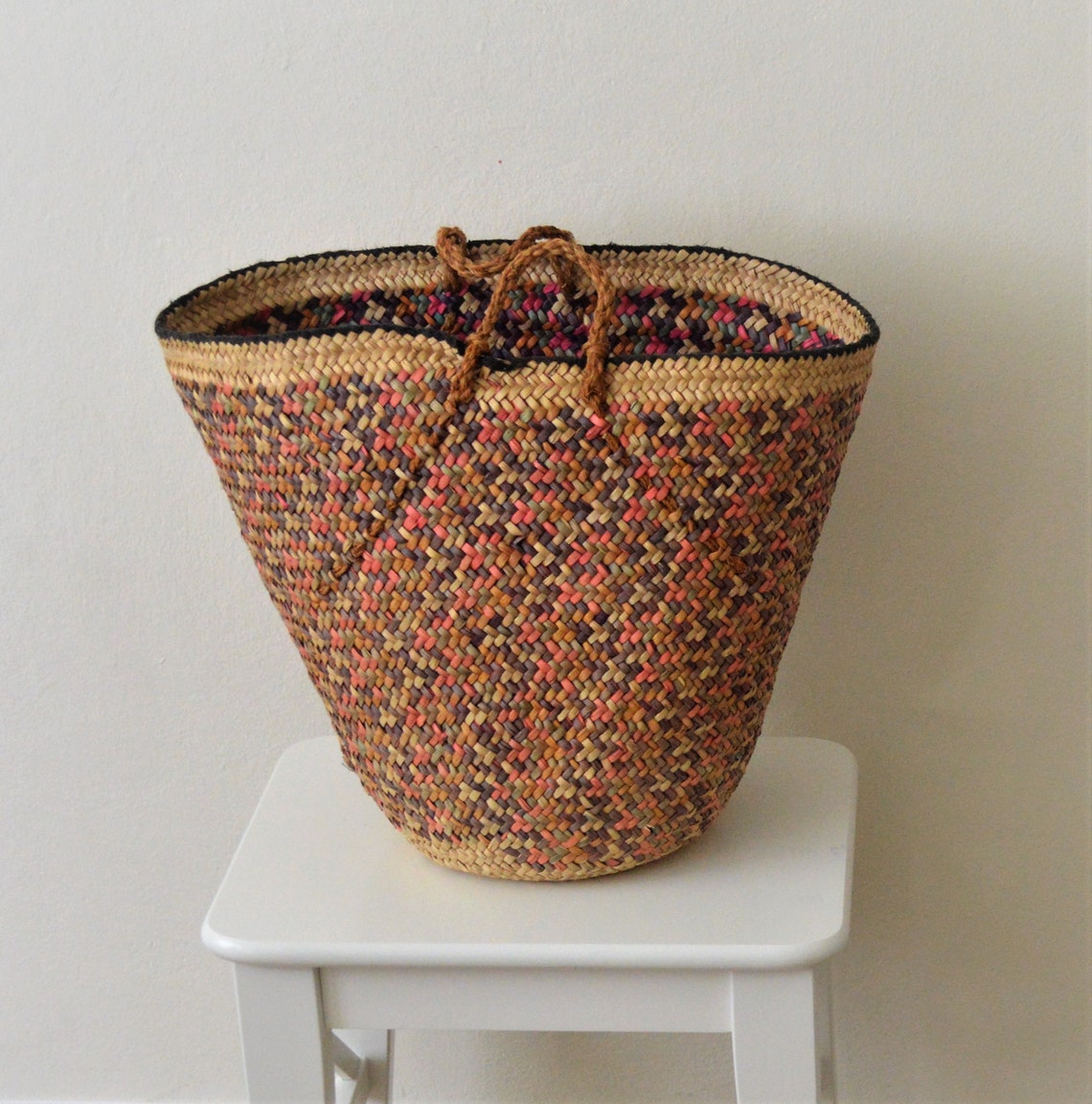 Vintage Nubian Basket Ethnic Egyptian woven baskets Handmade Etsy