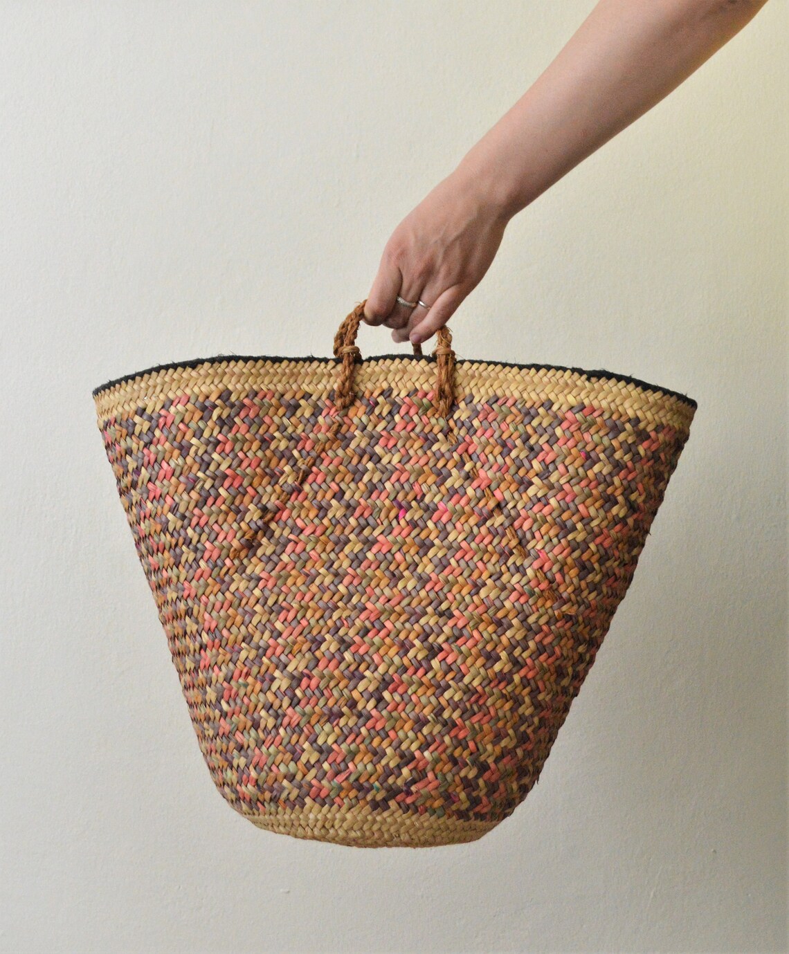 Vintage Nubian Basket Ethnic Egyptian woven baskets Handmade | Etsy