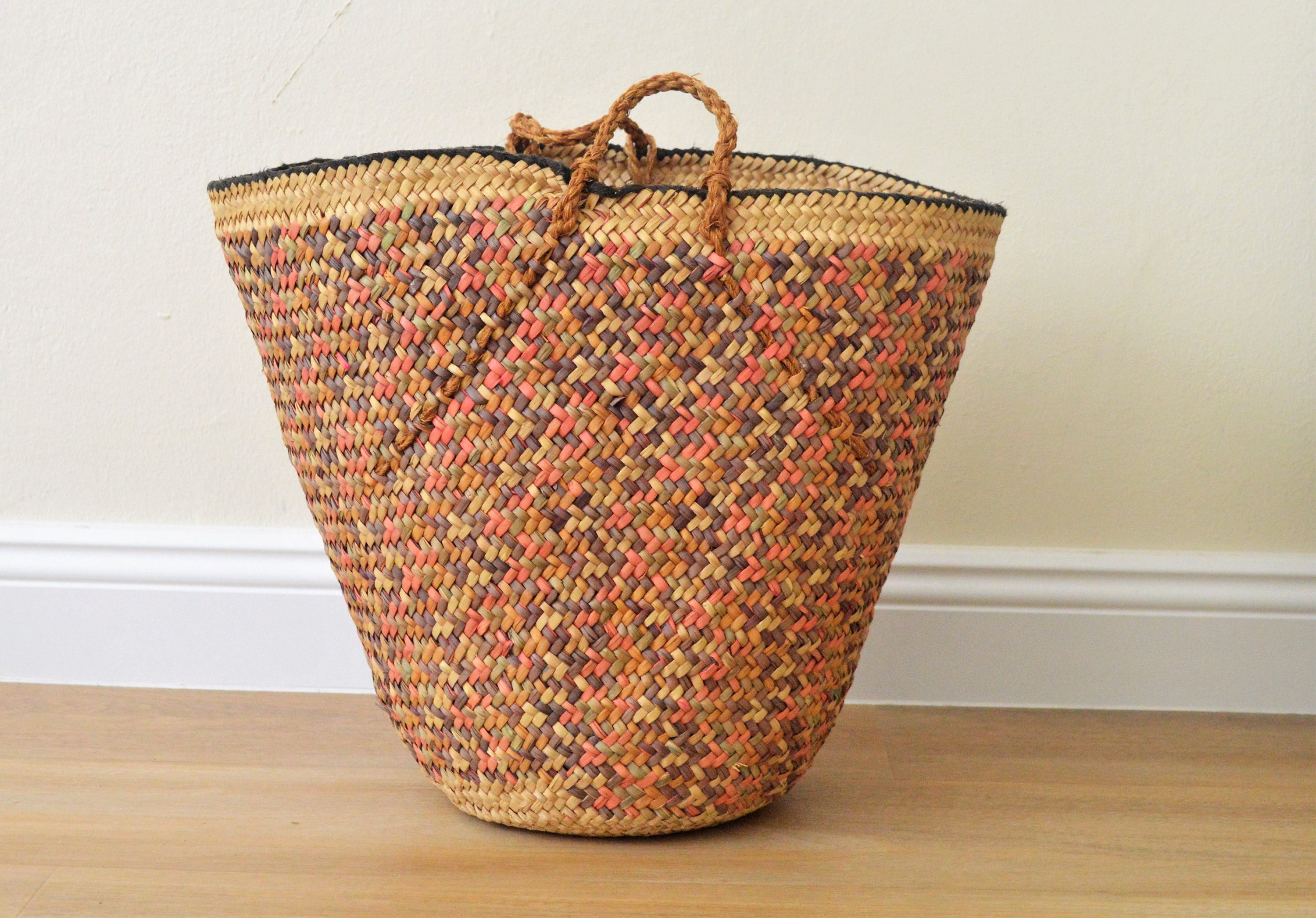 Vintage Nubian Basket Ethnic Egyptian woven baskets Handmade Etsy