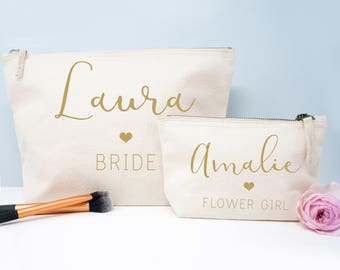 Gepersonaliseerde stijlvolle handgeschreven bruidsmeisje geschenken, bruidsmeisje cosmetische tas, geschenken voor de bruid, accessoire tas, toiletry bruidsmeisje tas