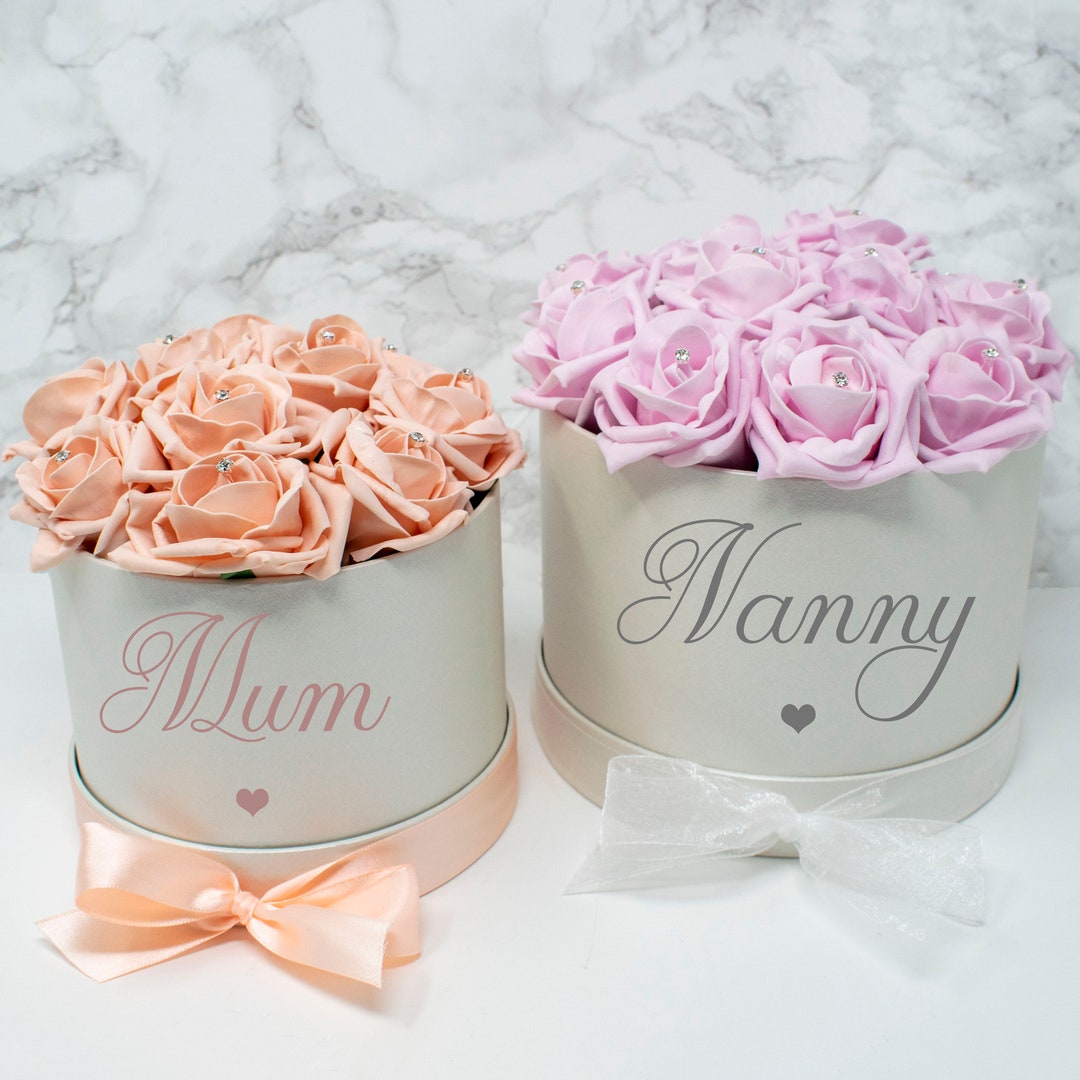 Personalised Diamante Rose Hat Box, Bespoke Flower Hat Boxes, Wedding