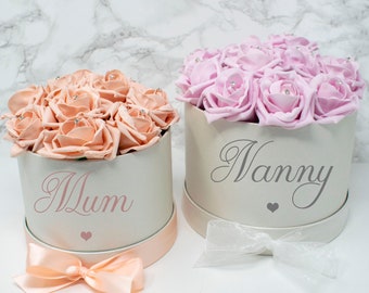 Personalised Diamante Rose Hat Box, Bespoke Flower Hat Boxes, Wedding Bride Flower Box, Rhinestones Flower Gift Box, Personalised Floral Box