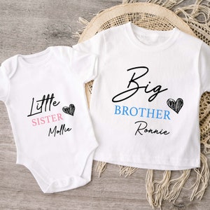 Big Brother Little Sister Matching T-shirts, Sibling T-shirts, Baby Announcement Outfit, Matching Sibling Tops, Big Sister Little Brother