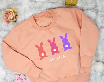 Personalised Children's Easter Bunny Sweatshirt, Girls & Boys Easter Spring Jumpers, Little Bunny Toddler Sweatshirt, Hip Hop Sweater