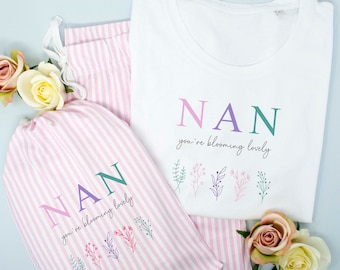 Nan You're Blooming Amazing Pyjamas, Mother's Day Gifts, Gifts for Mum, Gifts for Nan, Personalised Pyjamas, Nanny Gifts, Pyjamas and Robes