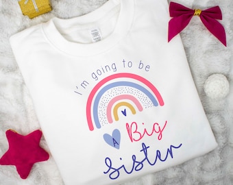 I'm Going To Be A Big Sister Sweatshirt, Big Brother/Big Sister Sibling Toddler Rainbow Jumper, Sisters Kids Clothing Sweater