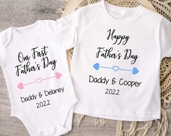 Personalised Children's First Father's Day Vest, Happy Father's Day Tshirt, Romper, Gift For Him Dad First Time Dad New Daddy Baby Vest