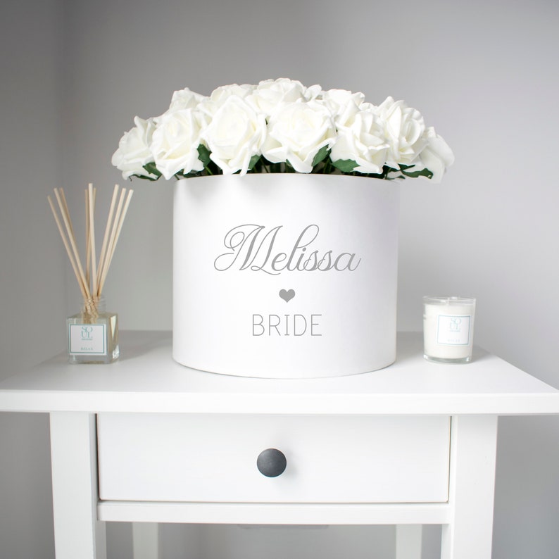 Personalised Elegant Bridal Flower Hat Box Bride Flower Rose Etsy