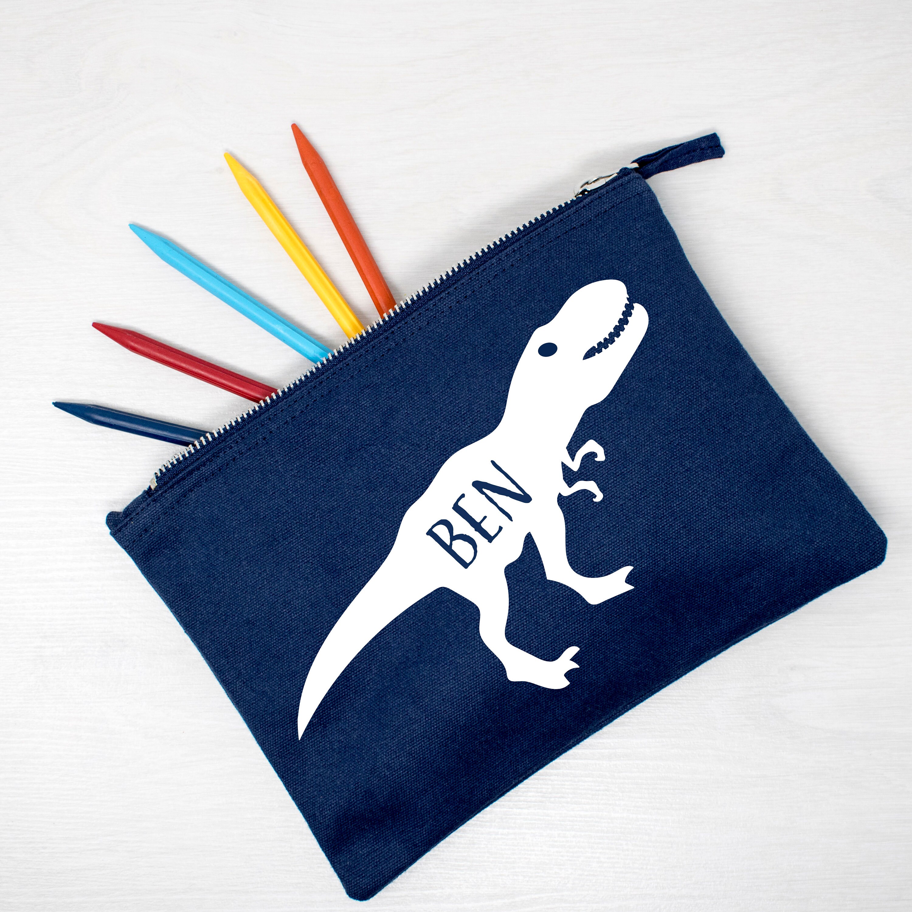Étui à Crayons Personnalisé en Toile de Dinosaure, Sacs et Pochettes Dinosaures Personnalisés, Poche