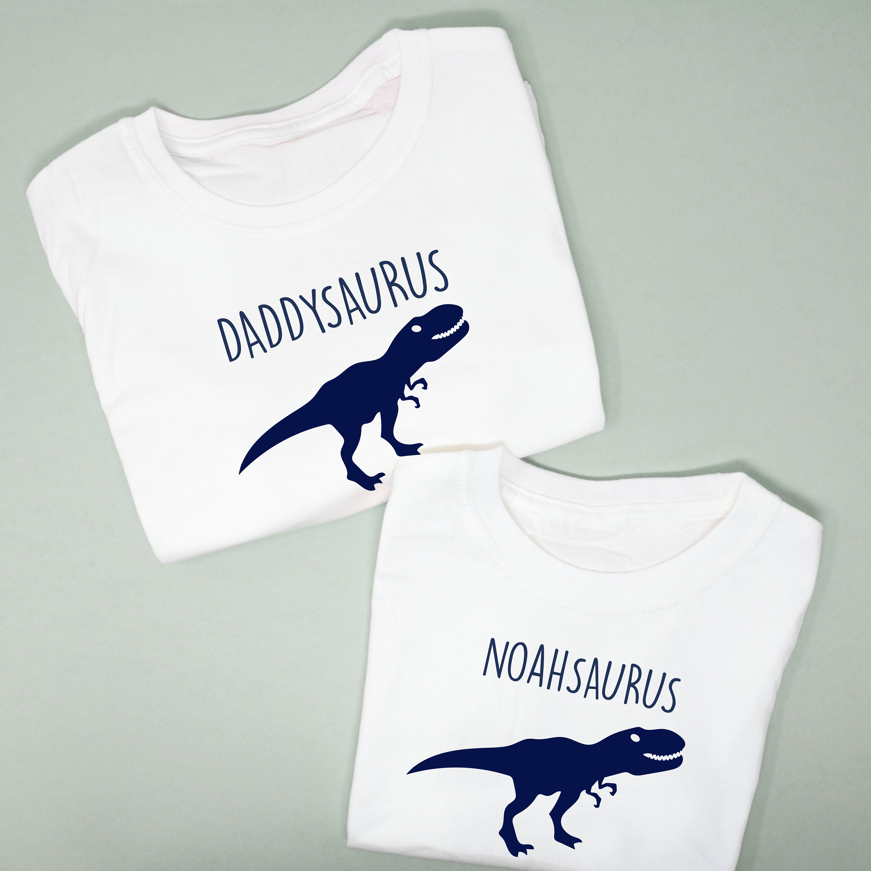 Image of Daddy & Me Dinosaur Matching T-Shirts, Daddysaurus Father's Day Father & Son Shirts, Outfits