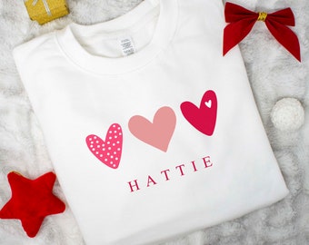Personalised Children's Love Heart Sweatshirt, Kids Valentines T-shirt & Jumpers, Any Personalisation of your choice, Valentine's Day Gift