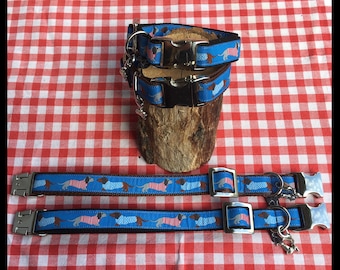 Hundehalsband "Dackel blau"