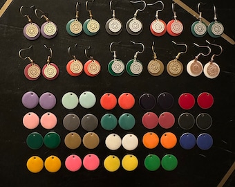 Enamel earrings in different colors and pretty plates, freely selectable