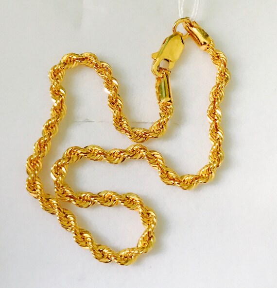 7 Rope Bracelet 22k 916 Gold Bracelet Etsy