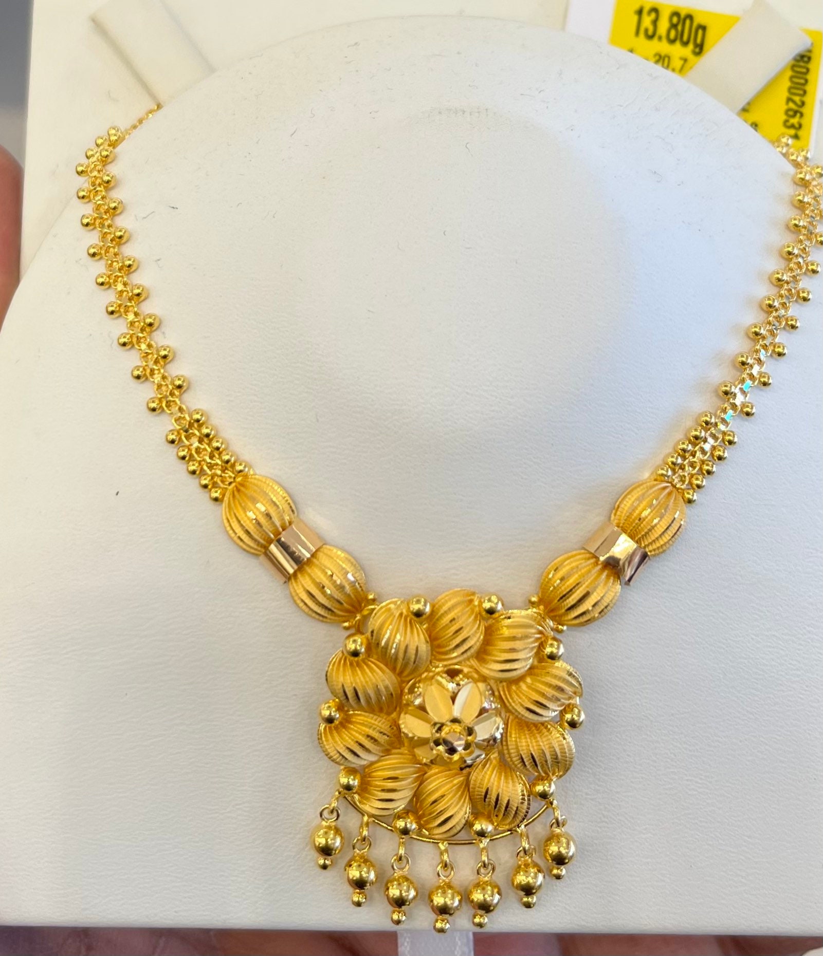 Indian Design Necklace Solid 22k Gold 