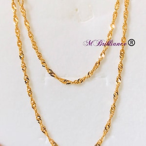 Collar de cadena torcida de 2 mm de oro macizo de 22 k y 916 de 16,5&quot;