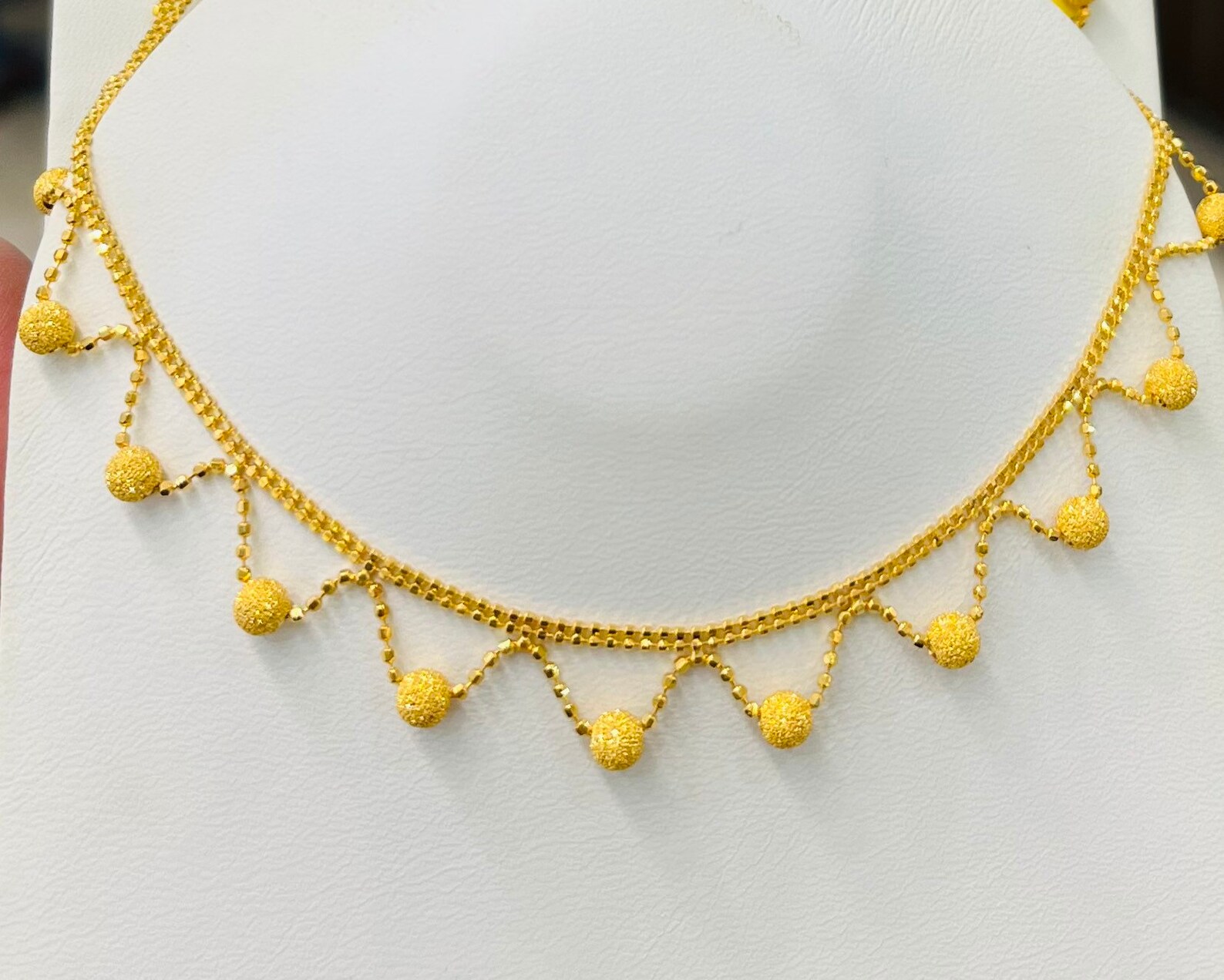 22k Solid Gold Fancy Sandy Balls Necklace 916 Gold - Etsy
