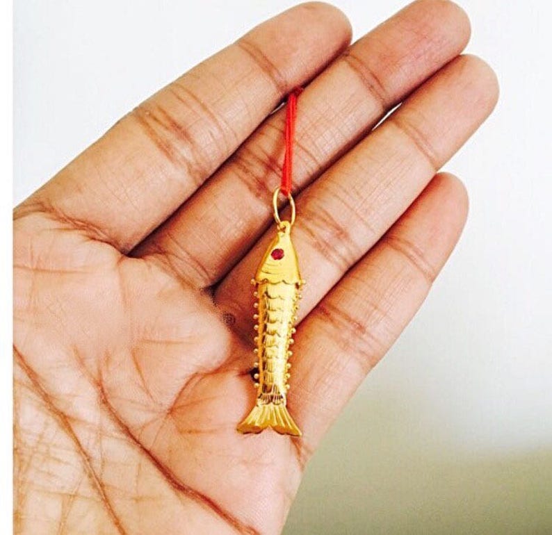 4 8cm 22k Solid 916 Gold Fish Pendant Etsy