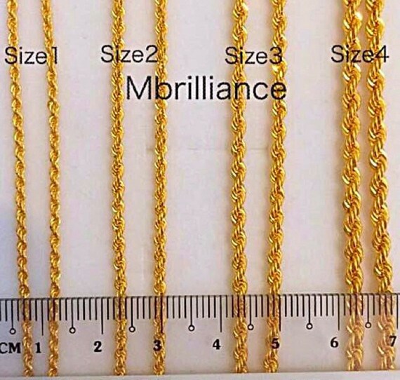 Solid Gold 22k Gold 916 Gold Hollow Rope Chain Necklace Size 3