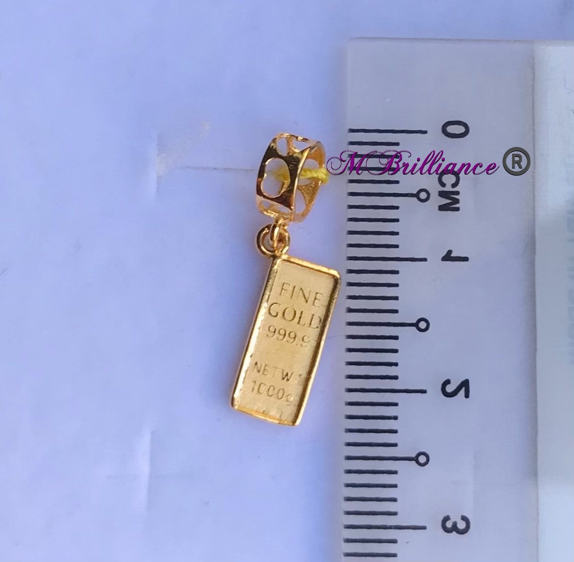 22k solid gold gold biscuit charm pendant 916 Gold purity Etsy