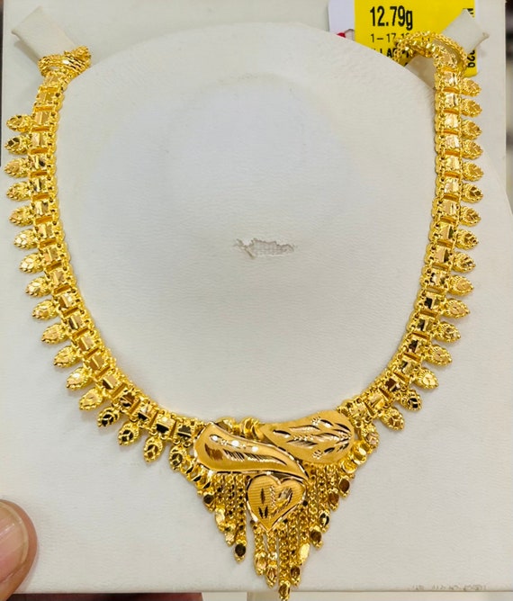 Indian Design Necklace Solid 22k Gold 