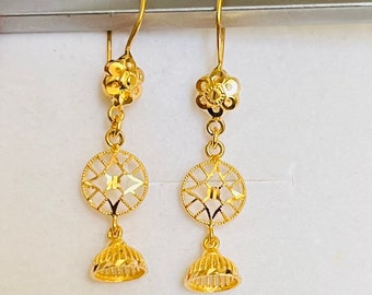 22k pure solid gold jimiki dangling 22ct Solid gold earrings 916 gold jhumky