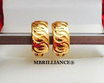 1 tone Solid 22k gold yellow gold huggies wrap earrings 916 gold