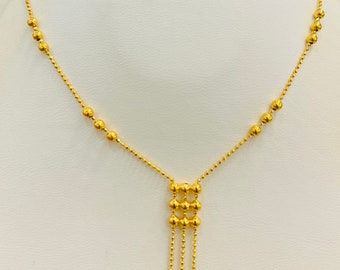 Elegant necklace set Solid 22k gold 916 gold tassels necklace