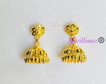 22k pure solid gold diamond jimiki dangling 22ct Solid gold earrings 916 gold jhumky