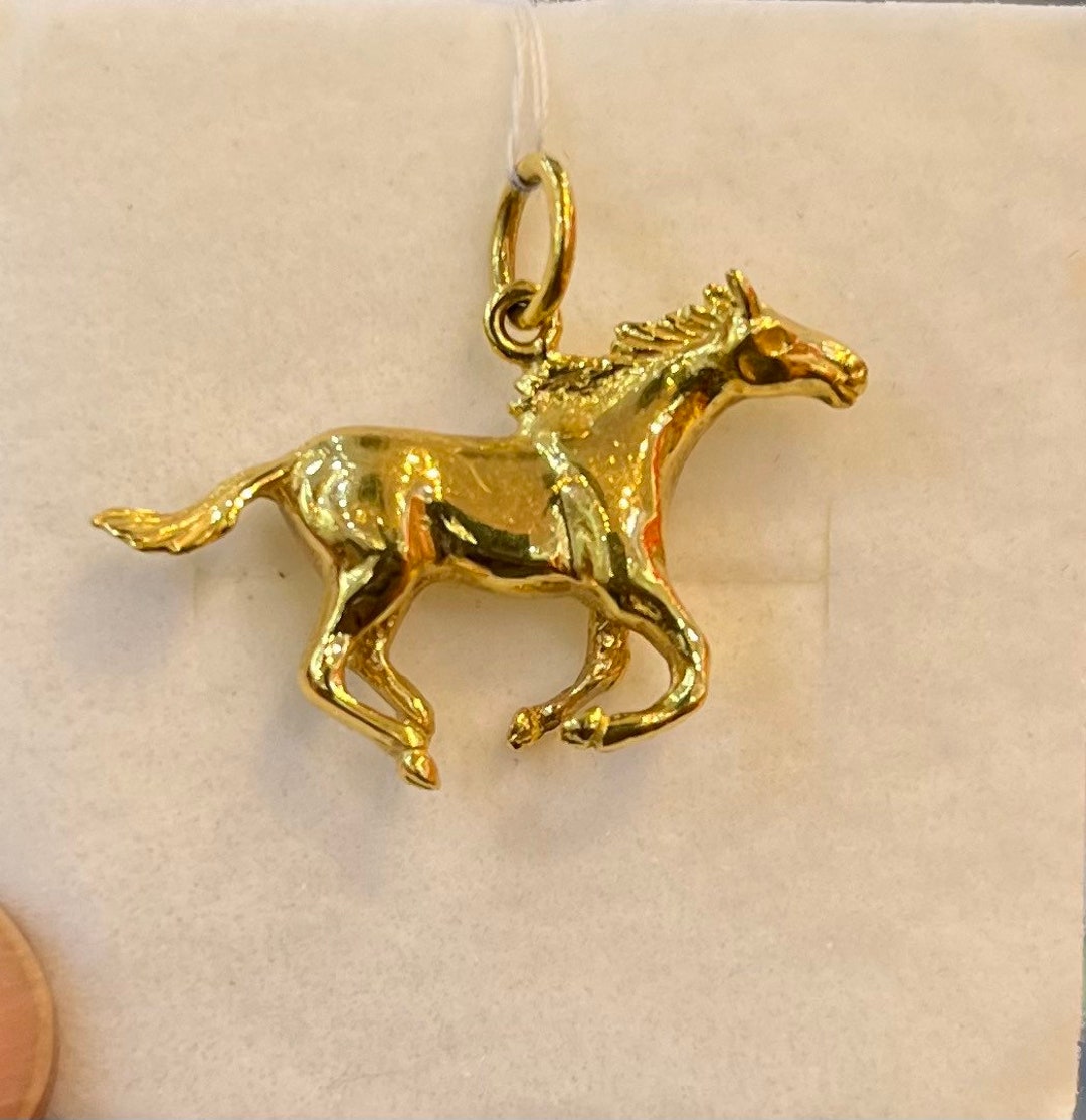 22k Solid Gold Horse Pendant 916 Gold Purity Etsy