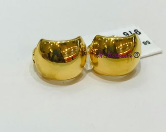 Solid 22k gold broad plain huggies wrap earrings 916 gold