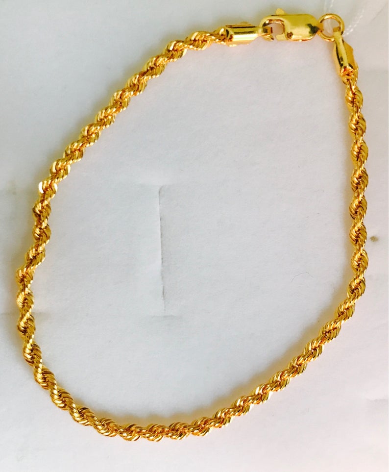 7 Rope bracelet 22k 916 gold bracelet | Etsy