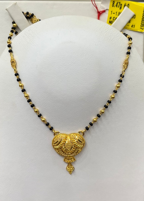 22K Gold Kada with Black Beads - Set of 2 (1 Pair) - 235-GK161 in 54.000  Grams