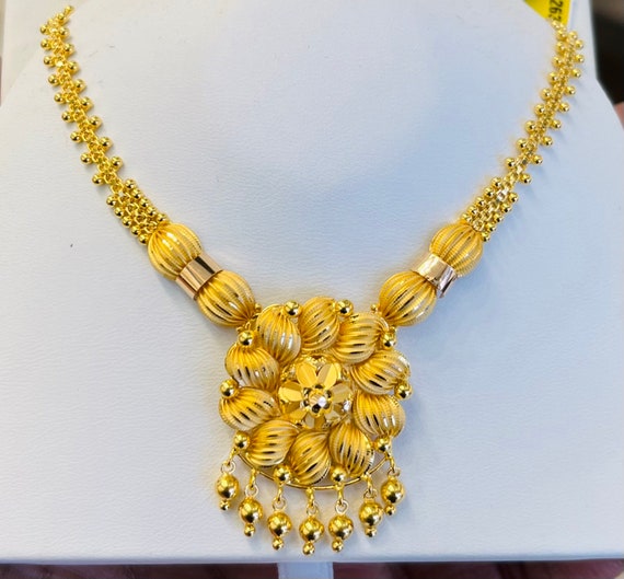 Indian Design Necklace Solid 22k Gold 