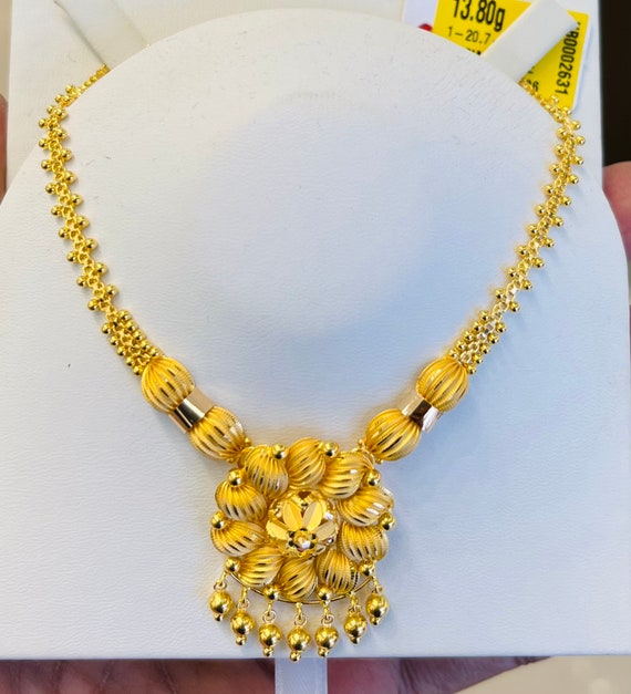 Indian Design Necklace Solid 22k Gold 