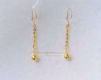 Solid 22k gold 916 gold purity dangling drop balls earrings 916 solid gold