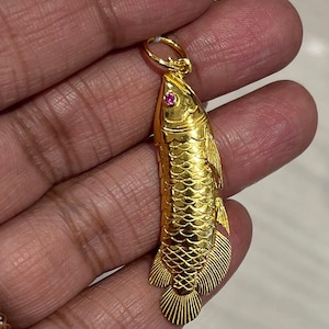 22k solid 916 gold arowana fish pendant genuine real gold